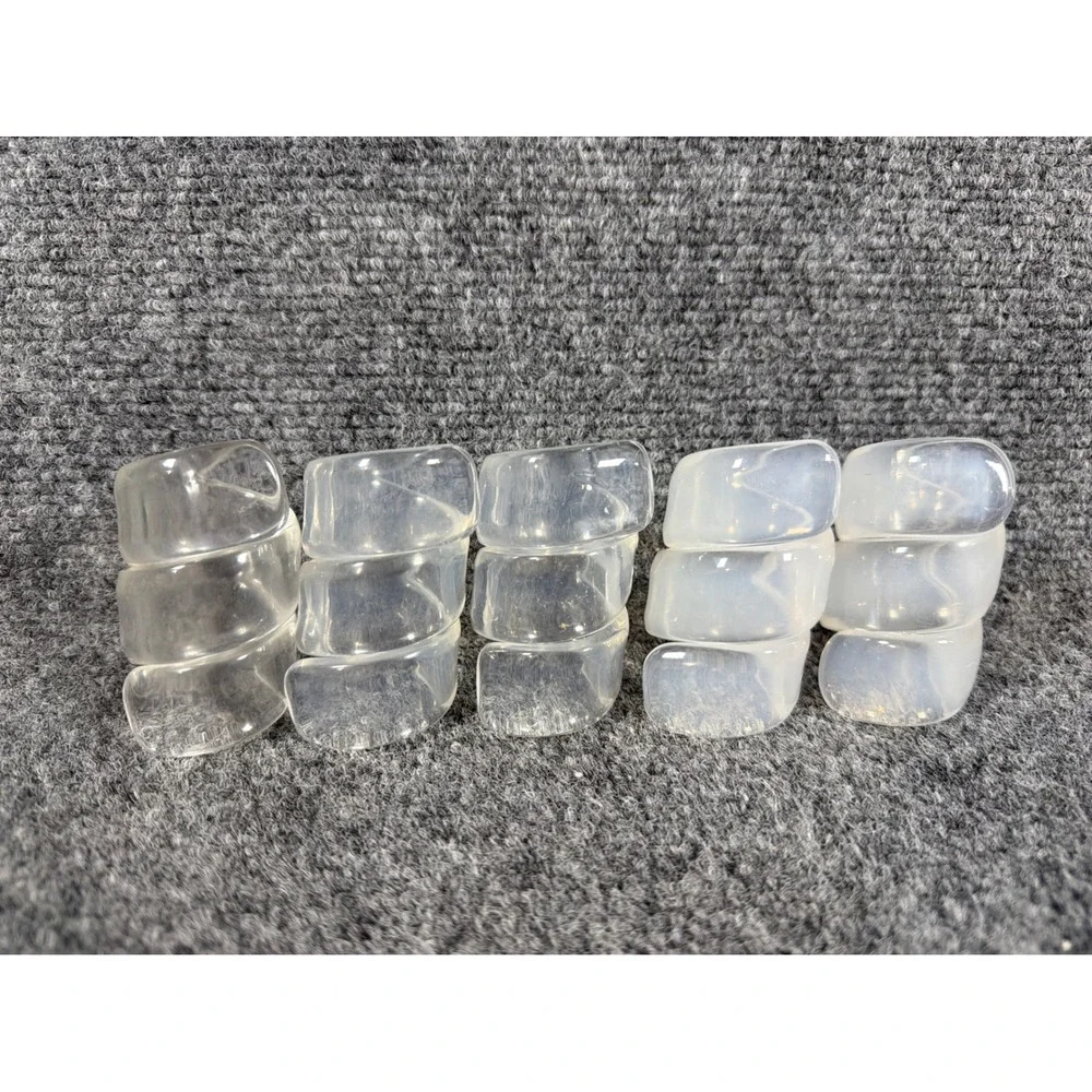 Vintage Acrylic Lucite Ribbon Napkin Rings Clear Frosted Set of 5 MCM